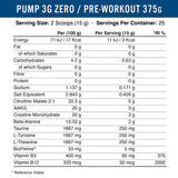 Applied Nutrition- Pump 3G ZERO Stim Pre-workout 375g (25-50 servings)